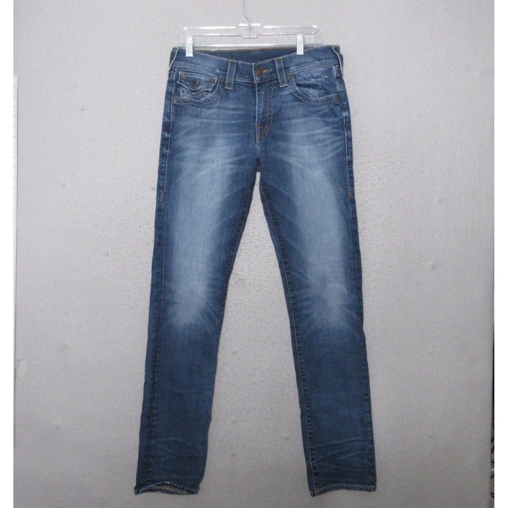True Religion Men Jeans 31‎ Geno Denim Whiskered Flap Pocket USA Made Y2K Fade